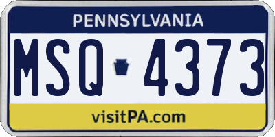 PA license plate MSQ4373