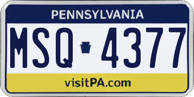 PA license plate MSQ4377