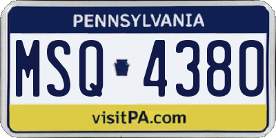PA license plate MSQ4380