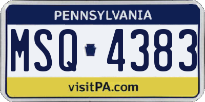 PA license plate MSQ4383