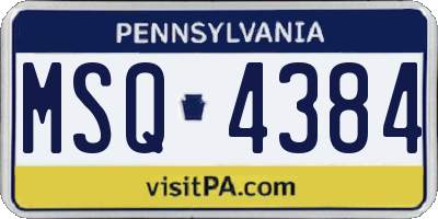 PA license plate MSQ4384