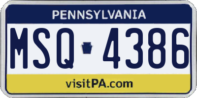 PA license plate MSQ4386