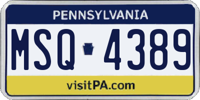 PA license plate MSQ4389