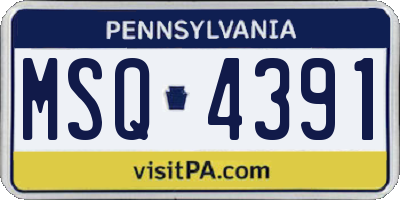 PA license plate MSQ4391
