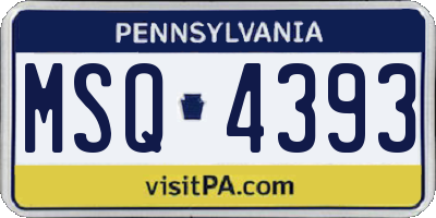 PA license plate MSQ4393