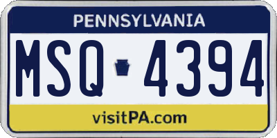 PA license plate MSQ4394