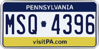 PA license plate MSQ4396