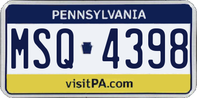 PA license plate MSQ4398