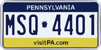 PA license plate MSQ4401
