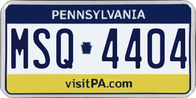 PA license plate MSQ4404