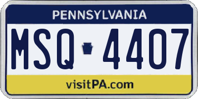 PA license plate MSQ4407