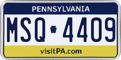 PA license plate MSQ4409