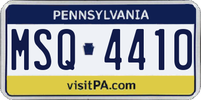 PA license plate MSQ4410