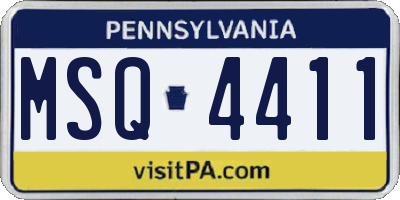 PA license plate MSQ4411