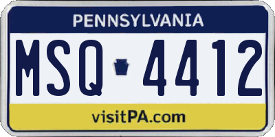 PA license plate MSQ4412