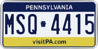 PA license plate MSQ4415