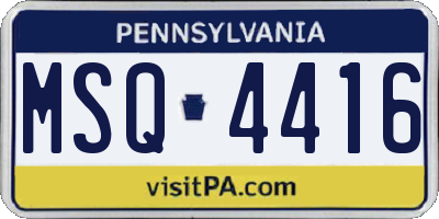 PA license plate MSQ4416