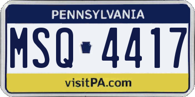 PA license plate MSQ4417