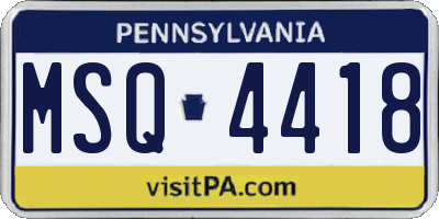 PA license plate MSQ4418