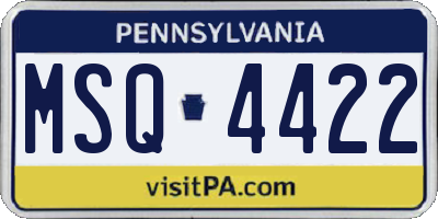PA license plate MSQ4422