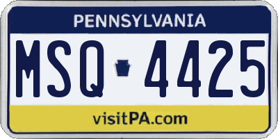 PA license plate MSQ4425