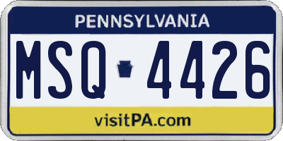 PA license plate MSQ4426