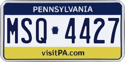 PA license plate MSQ4427