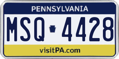 PA license plate MSQ4428