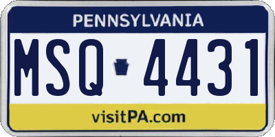 PA license plate MSQ4431