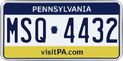 PA license plate MSQ4432