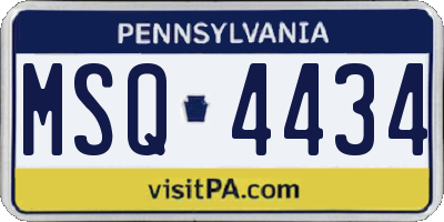 PA license plate MSQ4434