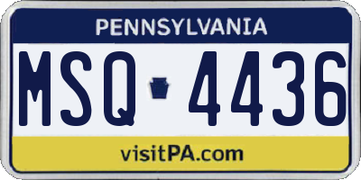 PA license plate MSQ4436