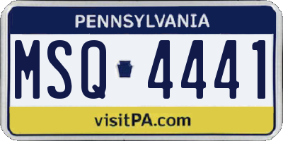 PA license plate MSQ4441