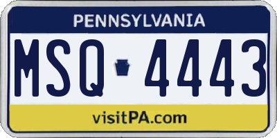 PA license plate MSQ4443