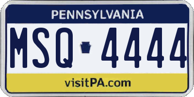 PA license plate MSQ4444