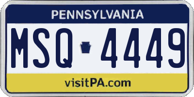 PA license plate MSQ4449