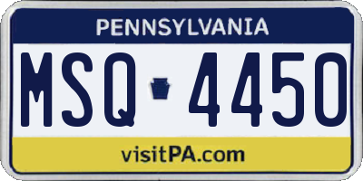 PA license plate MSQ4450