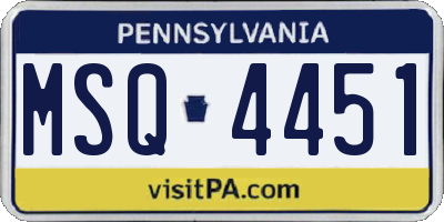 PA license plate MSQ4451