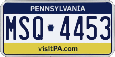 PA license plate MSQ4453
