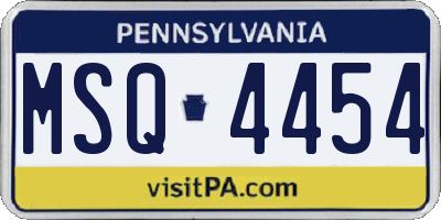 PA license plate MSQ4454