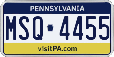 PA license plate MSQ4455