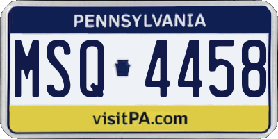 PA license plate MSQ4458