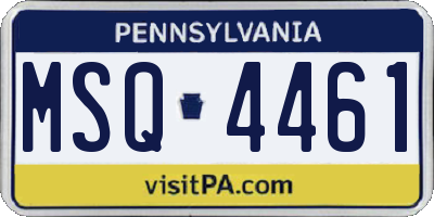 PA license plate MSQ4461