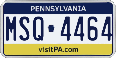 PA license plate MSQ4464