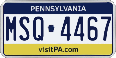 PA license plate MSQ4467