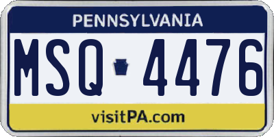 PA license plate MSQ4476