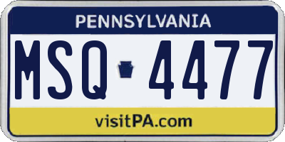 PA license plate MSQ4477