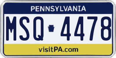 PA license plate MSQ4478