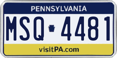 PA license plate MSQ4481