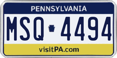 PA license plate MSQ4494